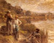 莱昂奥古斯汀莱尔米特 - Washerwomen by the Banks of the Marne